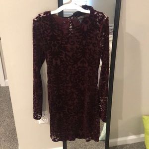 Velvet patterned long sleeve dress, size small.